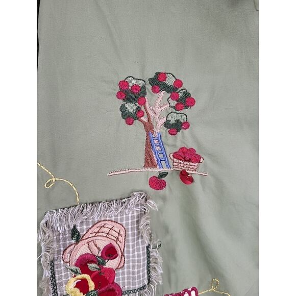 Apple Picking Fall Harvest Shirt 18W-20W Green Embroidered Sequin Button Front - Picture 5 of 12